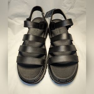 Skechers (Jammers Poppin) black faux leather sandals